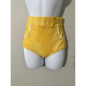 Seea High Waist Surf Bottoms Yellow Textured Floral NWOT Size M